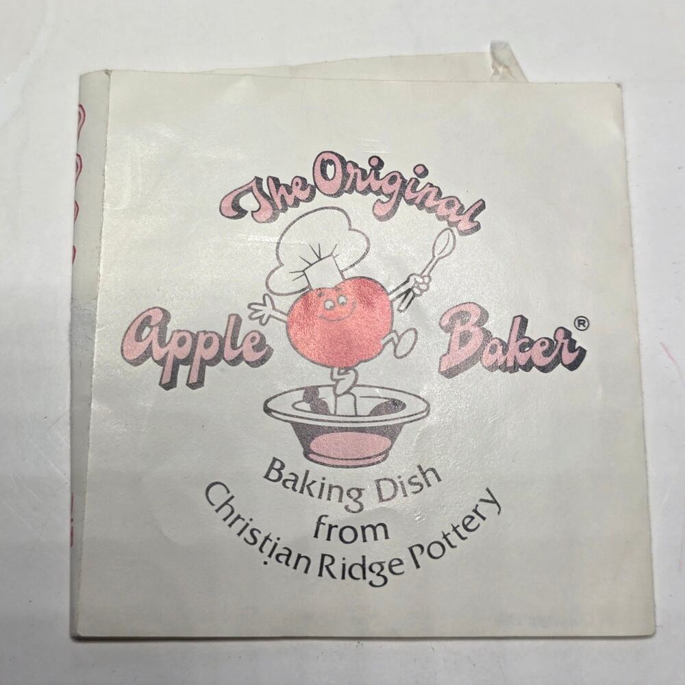 Christian Ridge Pottery Apple Baker Set of 2 Blue Stoneware w Recipe Card - Picture 6 of 9